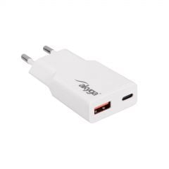 Зарядное устройство AK-CH-27 USB-A + USB-C PD 5-20V / max. 3A 30W Quick Charge 3.0 GaN