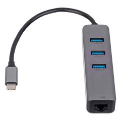 Концентратор AK-AD-66 USB type C - USB 3.0 3-портовый + Ethernet