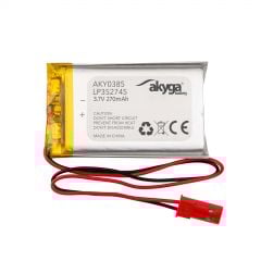 Li-Po аккумулятор LP352745 Akyga AKY0385 3.7V / 270mAh PCM JST 2-Pin Connector 150mm